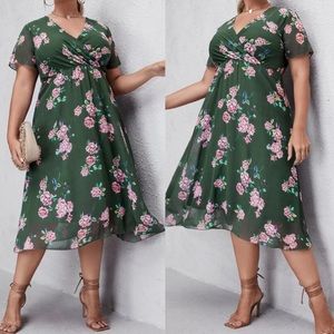 Plus floral print A line dress